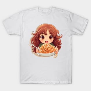 Cute Girl Eating Spaghetti T-Shirt